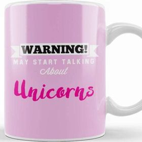 Baskı Dükkanı Warning May Start Talking About Unicorns Beyaz Porselen Kupa Bardak