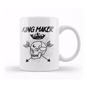 Baskı Dükkanı Warrior Skull Crown King Maker Historical Fantasy Beyaz Porselen Kupa Bardak