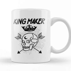 Baskı Dükkanı Warrior Skull Crown King Maker Historical Fantasy Beyaz Porselen Kupa Bardak
