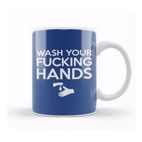 Baskı Dükkanı Wash Your Fking Hands Beyaz Porselen Kupa Bardak