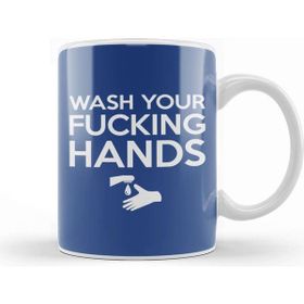 Baskı Dükkanı Wash Your Fking Hands Beyaz Porselen Kupa Bardak
