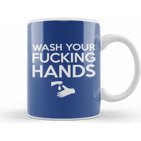 Baskı Dükkanı Wash Your Fking Hands Beyaz Porselen Kupa Bardak