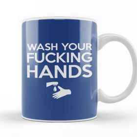 Baskı Dükkanı Wash Your Fking Hands Beyaz Porselen Kupa Bardak