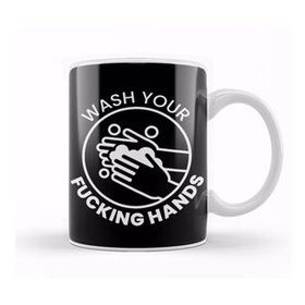 Baskı Dükkanı Wash Your Fucking Hands Beyaz Porselen Kupa Bardak