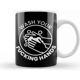 Baskı Dükkanı Wash Your Fucking Hands Beyaz Porselen Kupa Bardak