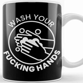 Baskı Dükkanı Wash Your Fucking Hands Beyaz Porselen Kupa Bardak