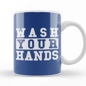 Baskı Dükkanı Wash Your Hands Beyaz Porselen Kupa Bardak