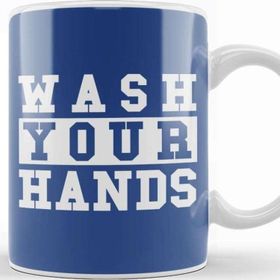 Baskı Dükkanı Wash Your Hands Beyaz Porselen Kupa Bardak