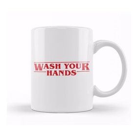 Baskı Dükkanı Wash Your Hands Stranger Things Font Beyaz Porselen Kupa Bardak