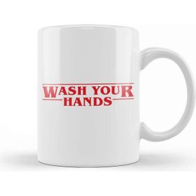 Baskı Dükkanı Wash Your Hands Stranger Things Font Beyaz Porselen Kupa Bardak