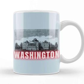 Baskı Dükkanı Washington Vintage Beyaz Porselen Kupa Bardak