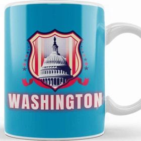 Baskı Dükkanı Washington Vintage Beyaz Porselen Kupa Bardak