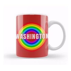 Baskı Dükkanı Washington Vintage Retro Rainbow Style Beyaz Porselen Kupa Bardak