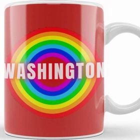 Baskı Dükkanı Washington Vintage Retro Rainbow Style Beyaz Porselen Kupa Bardak