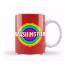 Baskı Dükkanı Washington Vvintage Retro Rainbow Style Beyaz Porselen Kupa Bardak
