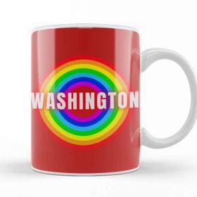 Baskı Dükkanı Washington Vvintage Retro Rainbow Style Beyaz Porselen Kupa Bardak