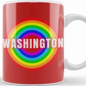 Baskı Dükkanı Washington Vvintage Retro Rainbow Style Beyaz Porselen Kupa Bardak