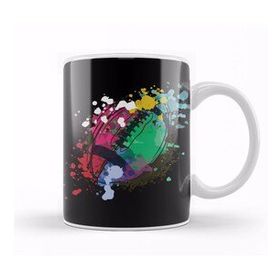 Baskı Dükkanı Water Color Rugby Ball Player Gift Rugby Beyaz Porselen Kupa Bardak