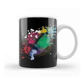 Baskı Dükkanı Water Color Rugby Ball Player Gift Rugby Beyaz Porselen Kupa Bardak