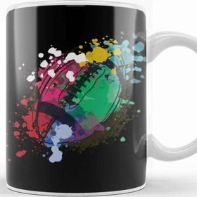Baskı Dükkanı Water Color Rugby Ball Player Gift Rugby Beyaz Porselen Kupa Bardak