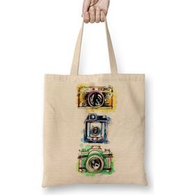 Baskı Dükkanı Watercolor Camera Bez Kadın Günlük Çanta