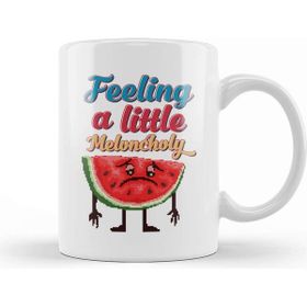 Baskı Dükkanı Watermelonfeeling A Little Meloncholy Melon Slice Pixel Art Beyaz Porselen Kupa Bardak