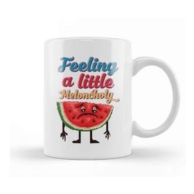 Baskı Dükkanı Watermelonfeeling A Little Meloncholy Melon Slice Pixel Art Beyaz Porselen Kupa Bardak