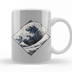 Baskı Dükkanı Wave Cube Beyaz Porselen Kupa Bardak