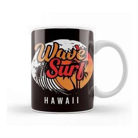 Baskı Dükkanı Wave Surf Hawaii Ocean Island Vacation Beach Traveler Surfer Beyaz Porselen Kupa Bardak