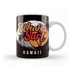 Baskı Dükkanı Wave Surf Hawaii Ocean Island Vacation Beach Traveler Surfer Beyaz Porselen Kupa Bardak