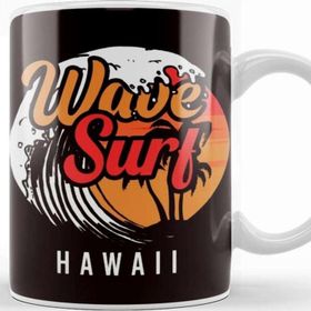 Baskı Dükkanı Wave Surf Hawaii Ocean Island Vacation Beach Traveler Surfer Beyaz Porselen Kupa Bardak