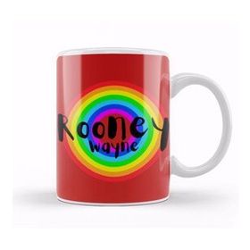 Baskı Dükkanı Wayne Rooney Vintage Retro Rainbow Style Beyaz Porselen Kupa Bardak