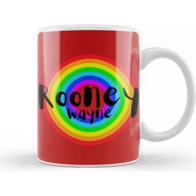 Baskı Dükkanı Wayne Rooney Vintage Retro Rainbow Style Beyaz Porselen Kupa Bardak