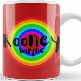 Baskı Dükkanı Wayne Rooney Vintage Retro Rainbow Style Beyaz Porselen Kupa Bardak