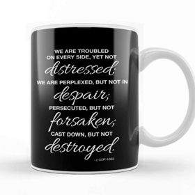 Baskı Dükkanı We Are Troubled On Every Side New Testament Quote Beyaz Porselen Kupa Bardak