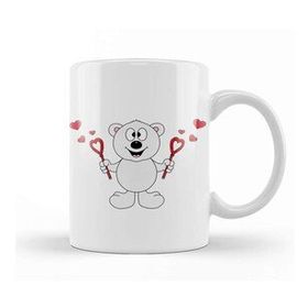 Baskı Dükkanı We Bare Bears Ice Bear Aşk Beyaz Porselen Kupa Bardak