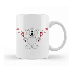 Baskı Dükkanı We Bare Bears Ice Bear Aşk Beyaz Porselen Kupa Bardak