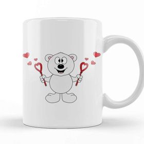 Baskı Dükkanı We Bare Bears Ice Bear Aşk Beyaz Porselen Kupa Bardak