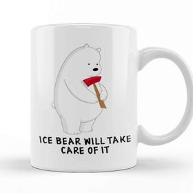 Baskı Dükkanı We Bare Bears Ice Bear Beyaz Porselen Kupa Bardak