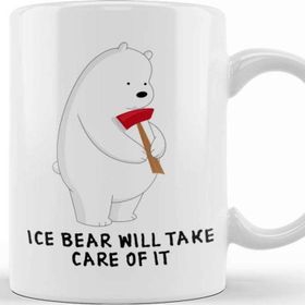 Baskı Dükkanı We Bare Bears Ice Bear Beyaz Porselen Kupa Bardak