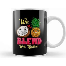 Baskı Dükkanı We Blend Well Together Funny Pineapple Coconut Pun Beyaz Porselen Kupa Bardak