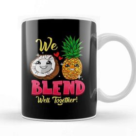 Baskı Dükkanı We Blend Well Together Funny Pineapple Coconut Pun Beyaz Porselen Kupa Bardak