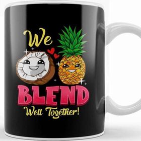 Baskı Dükkanı We Blend Well Together Funny Pineapple Coconut Pun Beyaz Porselen Kupa Bardak