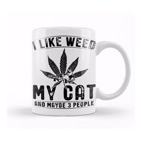 Baskı Dükkanı Weed Stoner Cat Owner Beyaz Porselen Kupa Bardak