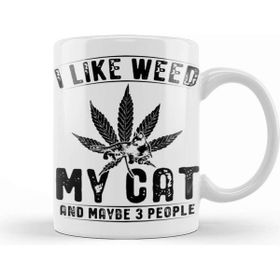 Baskı Dükkanı Weed Stoner Cat Owner Beyaz Porselen Kupa Bardak