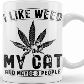 Baskı Dükkanı Weed Stoner Cat Owner Beyaz Porselen Kupa Bardak