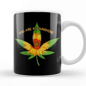 Baskı Dükkanı Weed Sunflower Marijuana Beyaz Porselen Kupa Bardak