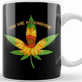 Baskı Dükkanı Weed Sunflower Marijuana Beyaz Porselen Kupa Bardak