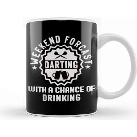 Baskı Dükkanı Weekend Forecast Darting Beer Drinking Dartist Darts Player Beyaz Porselen Kupa Bardak