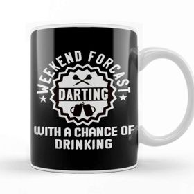 Baskı Dükkanı Weekend Forecast Darting Beer Drinking Dartist Darts Player Beyaz Porselen Kupa Bardak